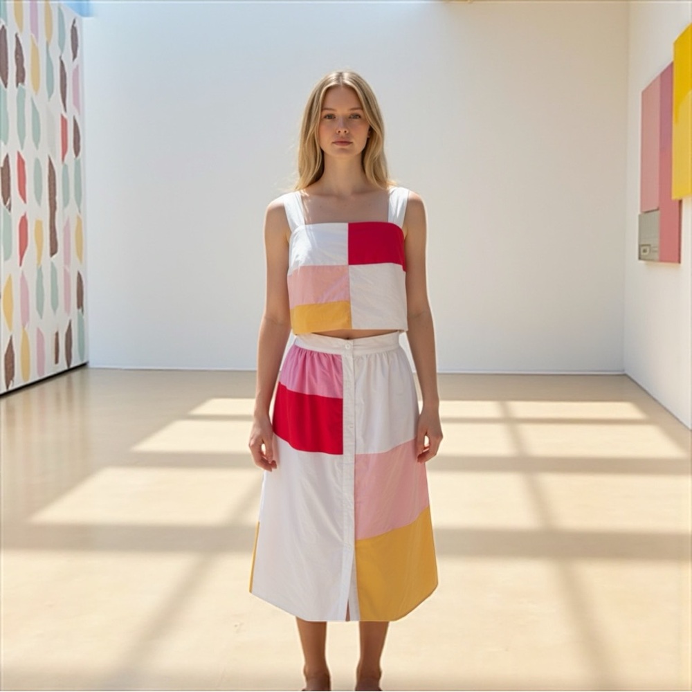 Moodie 2 piece dress colorblock ensemble, size L, it’s lined!!